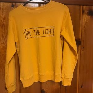Mustard yellow Be The Light crewneck